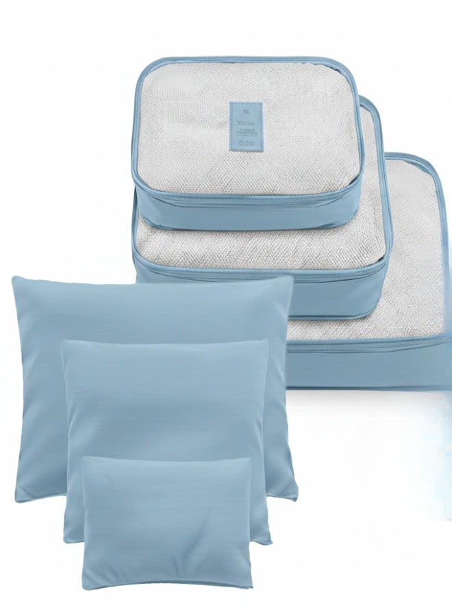 TRAVEL 6pcs Lightweight Packing Cubes – Convenient and Organized Luggage Solution for Clothes, Shoes & Toiletries-Baby Blue - Image 1
